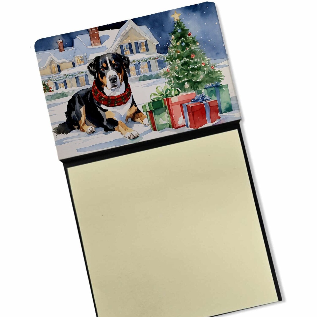 Edge Collections - 3" X 3" - Multicolor - Artistic Christmas Dog Sticky Note Dispenser - 1 Piece